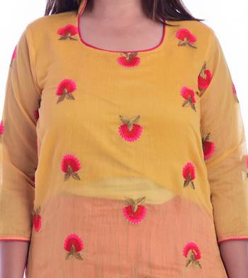 Beige embroidered georgette womens Kurta and Dhoti Pant Set 4