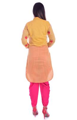 Beige embroidered georgette womens Kurta and Dhoti Pant Set 5