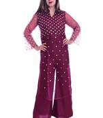 purple embroidered rayon Kurti with palazzo set