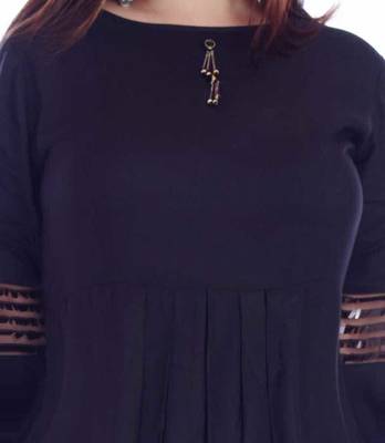 Black embroidered Rayon womens Kurta and Dhoti Pant Set 2