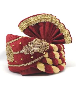 Groom Pagadi In Velvet With Handwork 1