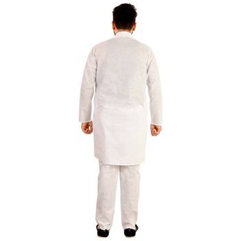White plain raw silk kurta-pajama 2