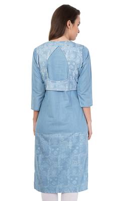 Blue printed denim kurtas-and-kurtis 2