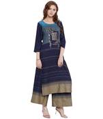 Navy-blue printed rayon kurtas-and-kurtis