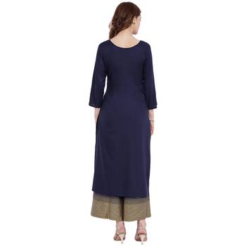 Navy-blue printed rayon kurtas-and-kurtis 2