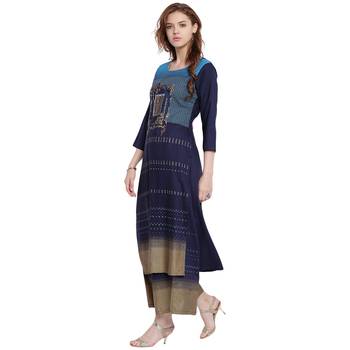Navy-blue printed rayon kurtas-and-kurtis 4