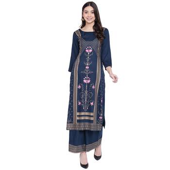 Blue printed rayon kurtas-and-kurtis 1