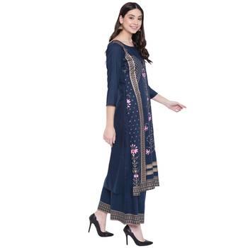 Blue printed rayon kurtas-and-kurtis 3