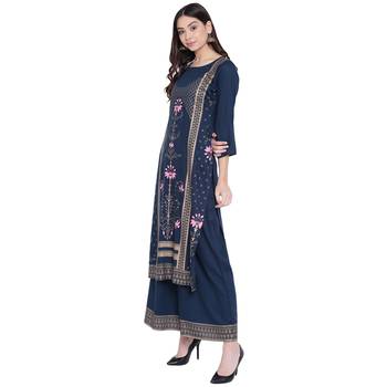Blue printed rayon kurtas-and-kurtis 4