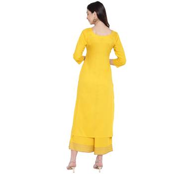 Yellow printed rayon kurtas-and-kurtis 2