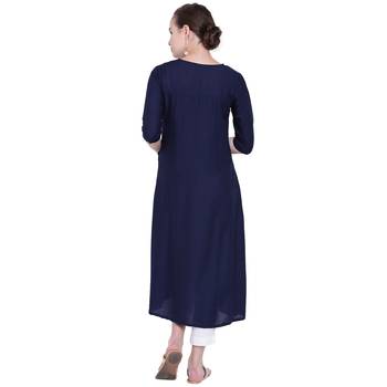 Blue plain rayon kurtas-and-kurtis 2