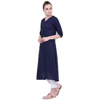 Blue plain rayon kurtas-and-kurtis 4