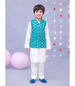 Rama Green Brocade Nehru Jacket Set