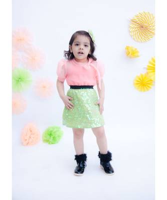 Peach Organza and Sequence Dress 1