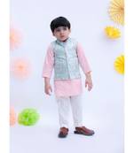 Pastel Blue Chanderi Brocade Nehru Jacket Set