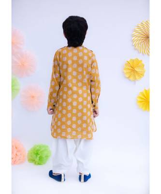 Musterd Yellow Printed Kurta with Salwar 2