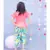 Light Peach Peplum Top with Printed Dhoti