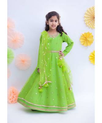 Green Bootie Net Anarkali 1