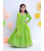 Green Bootie Net Anarkali