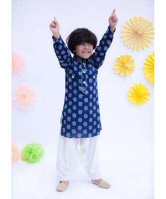 Blue Prined Kurta with Salwar 1