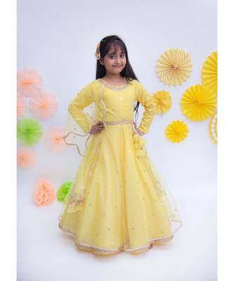 Yellow Boti Net Anarkali 1