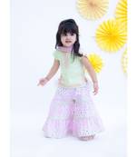 Pista Green Printed Sharara Set For Girls