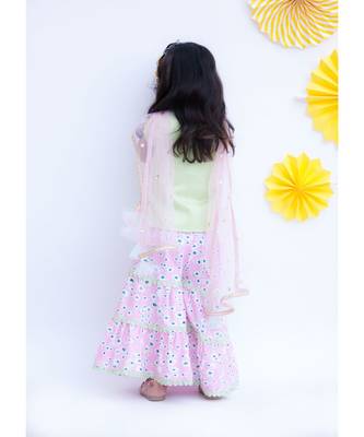 Pista Green Printed Sharara Set For Girls 2