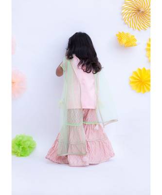 Peach Chanderi Kurti with Sharara 2