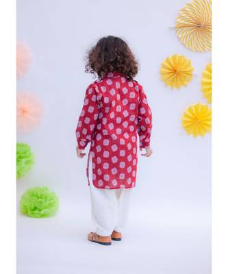 Maroon Prined Kurta with Salwar 2