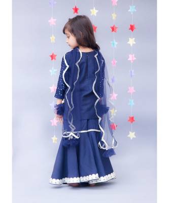 Blue Cotton Embroidered Gharara Set 2