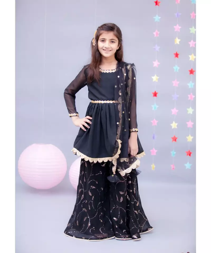 Black Georgette Kurti with Sharara