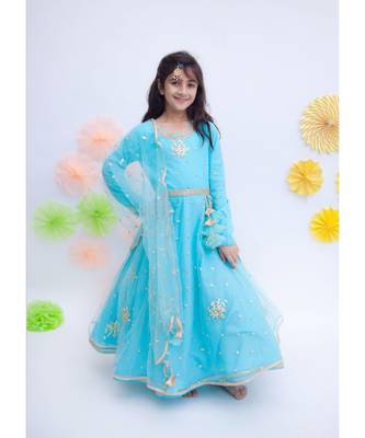 Sky Blue Boto Net Anarkali 1