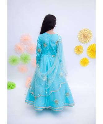 Sky Blue Boto Net Anarkali 2