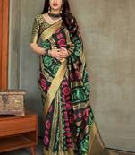 Black woven banarasi silk saree with blouse