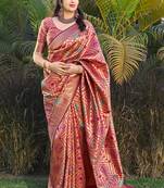 Multicolor woven banarasi silk saree with blouse