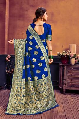 BLUE+jaqard+with blouse 2