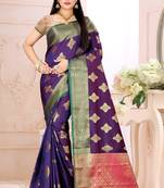   purple woven cotton saree with blouse