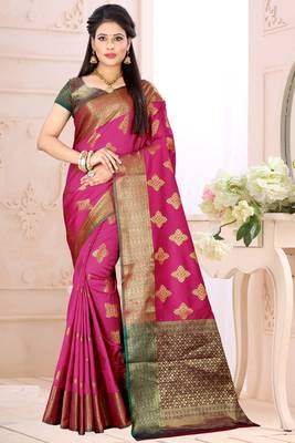   purple woven cotton saree with blouse 1