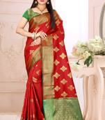 red woven cotton saree with blouse