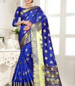 blue woven banarasi saree with blouse