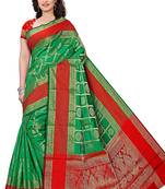 green woven cotton saree with blouse