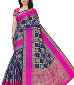 blue woven cotton saree with blouse