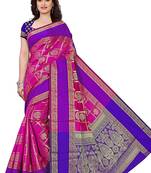 pink woven cotton saree with blouse