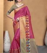 pink woven art silk saree with blouse