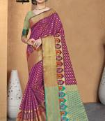 purple woven art silk saree with blouse