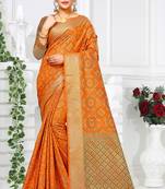 orange woven art silk saree with blouse