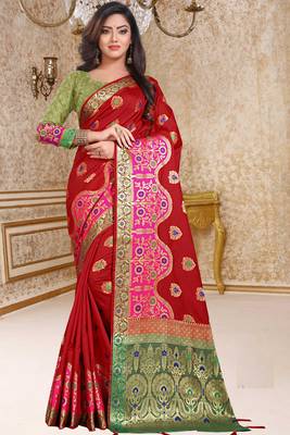 red woven art_silk saree with blouse 1