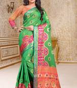 green woven art_silk saree with blouse