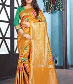 orange woven art silk saree with blouse