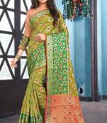 green woven art_silk saree with blouse
